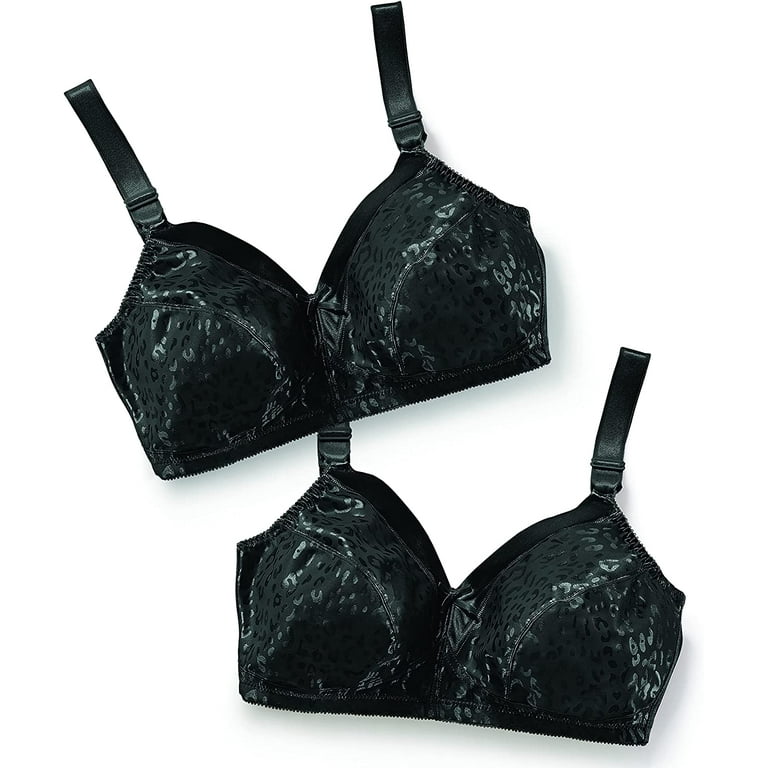 Just My Size Wireless Bra Pack, Full Coverage, Leopard Satin, Wirefree  Plus-Size Bra, (Sizes from 32C to 50DD)