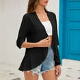 thumbnail image 4 of Women Solid Color Seventh Sleeve Cardigans For Women Casual Drape Open Front Lightweight Ruffle Top Sweaters for Older Women Fall Cardigan Front Cardigan Button down Sweaters with Pockets Sweaters for, 4 of 7