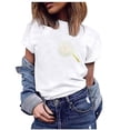 thumbnail image 2 of DeHolifer Women's T-shirts Dandelion Graphic Printed Short Sleeve Crewneck T-shrits Modal Casual Fashion Blouse Tops White XL, 2 of 5