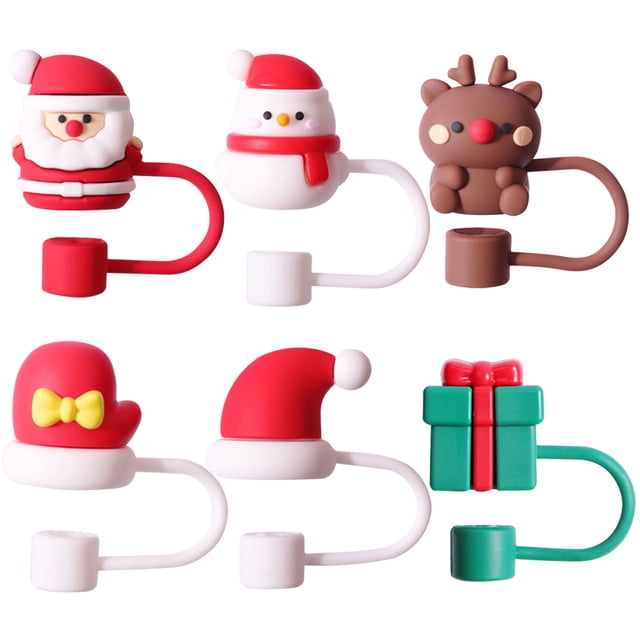 Tapas Paja Navideñas PVC 10 Mm para 30/40 Oz (6 Unidades)