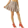 thumbnail image 5 of MODA NOVA Junior's Ruffle Summer Floral Printed Pleated Skirts, 5 of 6