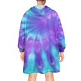 thumbnail image 2 of Purple Blue Tie Dye Pattern Wearable Oversized Blanket,Wearable Blanket Hoodie for Adults,Cozy Hooded Blankets with Super Pockets,Super Warm Fuzzy Pullover for Women & Men, 2 of 6