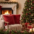 thumbnail image 2 of Sm:)e Soft Plush Faux Fur Throw Pillow Covers 18x18 Inch Set of 2, Decorative Cushion Covers for Couch Sofa Bedroom Living Room Home Decor, Red, 2 of 6
