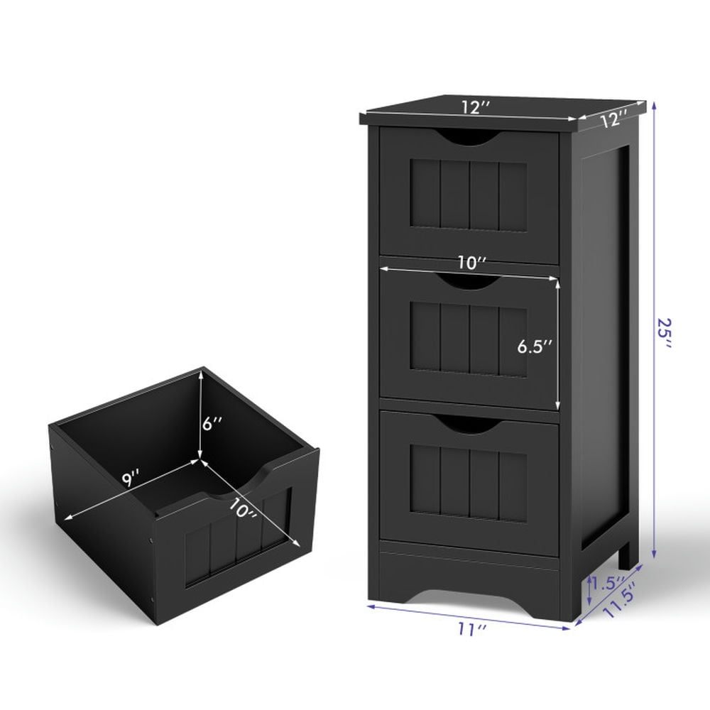 Finihen Bathroom Storage Cabinet, Bathroom Floor Cabinet, Bathroom Floor Freestanding Storage Organizer with 3 Drawers, for Bathroom, Living Room, Bedroom, Kitchen, Black Finihen Bathroom Storage Cabinet, Bathroom Floor Cabinet, Bathroom Floor Freestanding Storage Organizer with 3 Drawers, for Bathroom, Living Room, Bedroom, Kitchen, Black