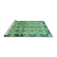 thumbnail image 2 of Ahgly Company Machine Washable Indoor Square Abstract Turquoise Blue Modern Area Rugs, 3' Square, 2 of 4