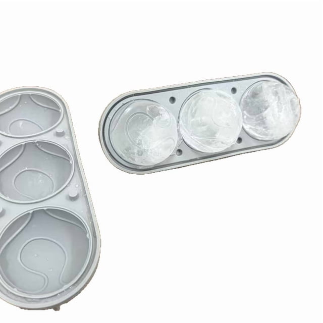 Molde para cubitos de hielo grandes de 3 cavidades, de silicona de grado alimenticio, a prueba de fugas, redondo, para whisky y cócteles. Molde de 6,35 cm (2,5 pulgadas) de fusión lenta, ideal para