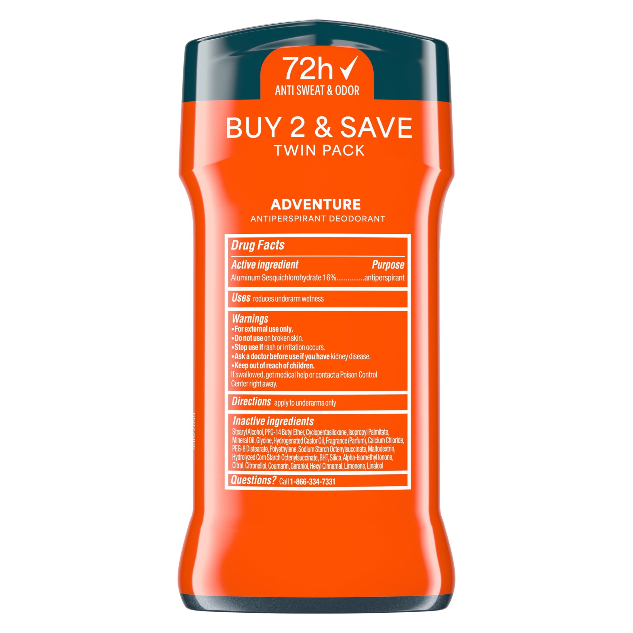 (2 pack) Degree Men Antiperspirant Deodorant 72-Hour Sweat and Odor Protection Adventure Antiperspirant for Men with Body Heat Activated Technology, 2.6 oz Twin Pack