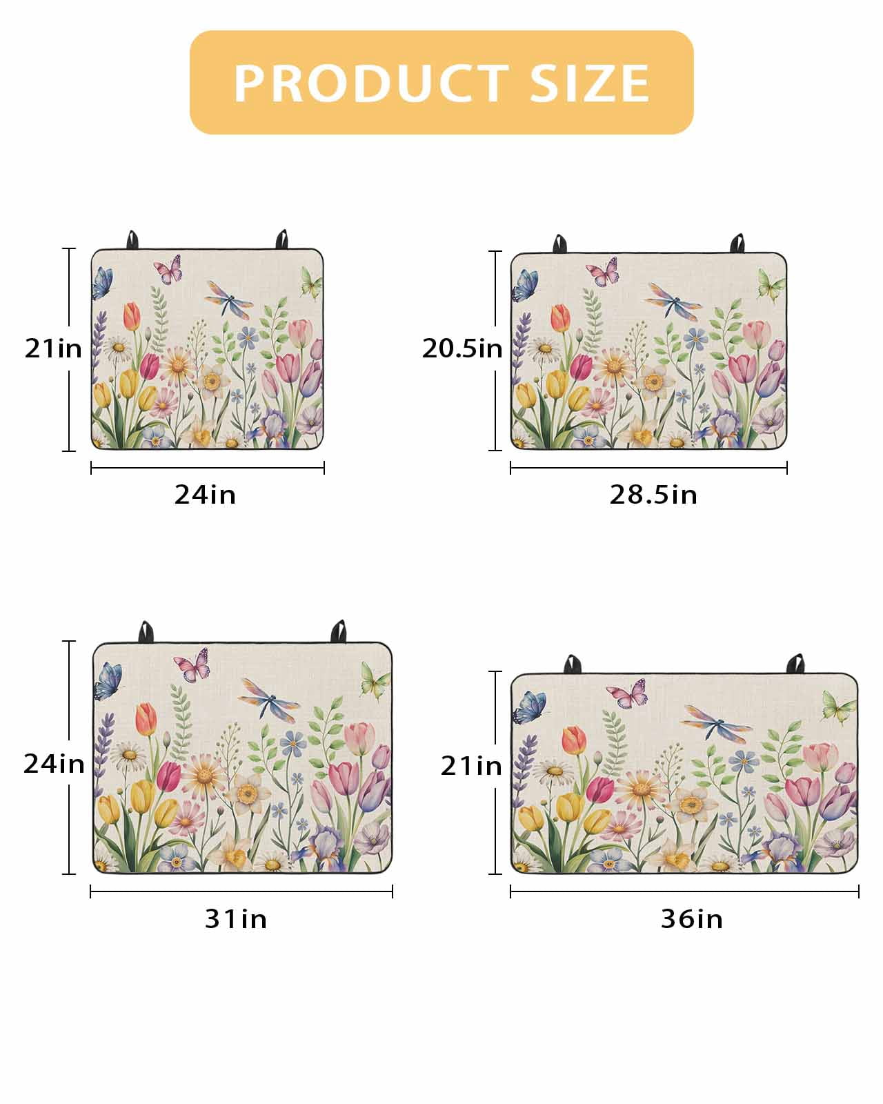 Large Induction Cooktop Protector Mat Wildflowers Stove Top Covers for Electric Stove, Spring Vintage Tulip Butterfly Floral Leaf Decorative Stove Burner Cover Mats, Glass Top Stove Cover