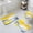 Yellow, variant on Yellow Gray Bath Mat 3 Piece Bathroom Rug Set, Contemporary Oil Painted Abstract Modern Non Slip Bath Rug Contour Mat and Toilet Lid Cover, Absorbent Shower Mats Soft Bath Rugs and Mats Sets