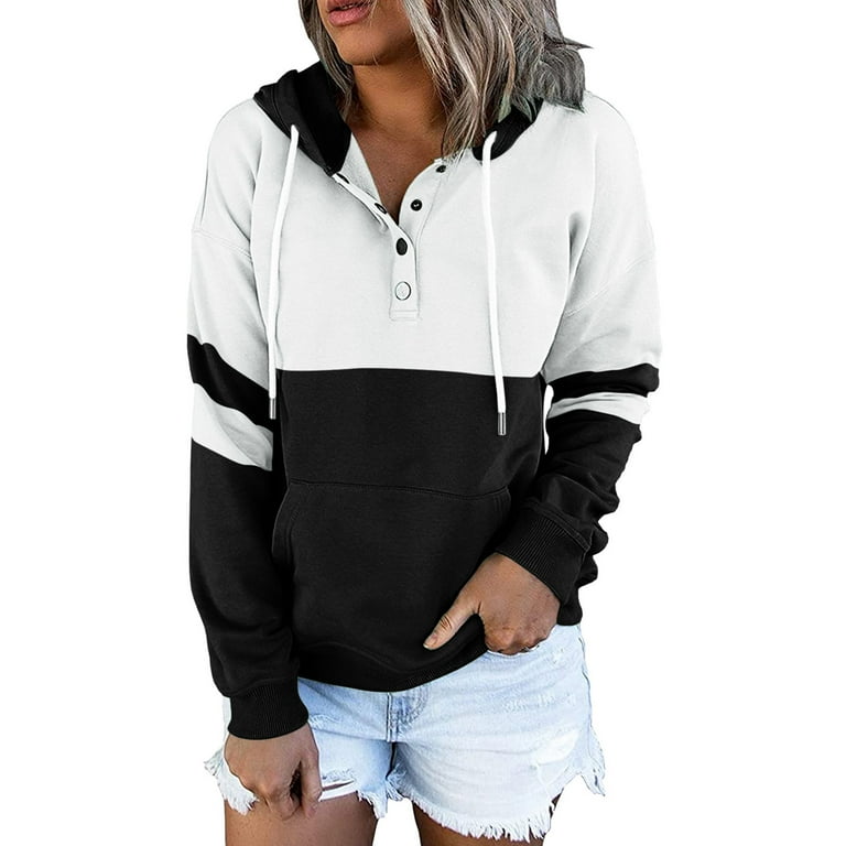 adviicd Fall Sweatshirt Women s V Neck Knitted Hoodie Color Block