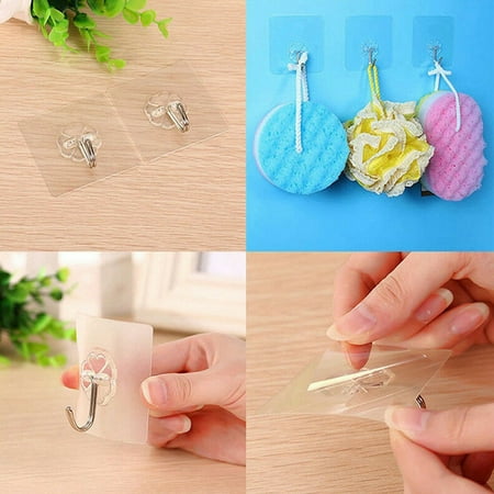 10 15 20 30pcs Adhesive Hooks Utility Hooks Heavy Duty Wall Hooks Waterproof Reusable Seamless Sticky Hook