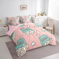 thumbnail image 3 of Feelyou Pink Cartoon Popcorn Twin Bedding Sets 7-Piece for Kids, Movie Lover Bedding Comforter Set, Retro Film Cinema Reversible Sheet Sets, Ultra Soft Home Decor, 3 of 7