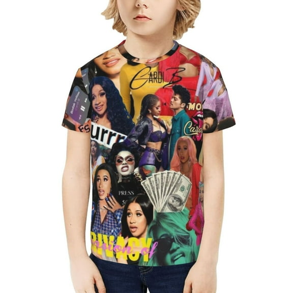 Cardi B Kids T-Shirt 3d Printed Graphic T-Shirts Boys And Girls Short Sleeve Shirts For Youth Kids X-Small