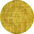 thumbnail image 1 of Ahgly Company Machine Washable Indoor Round Abstract Yellow Contemporary Area Rugs, 4' Round, 1 of 4