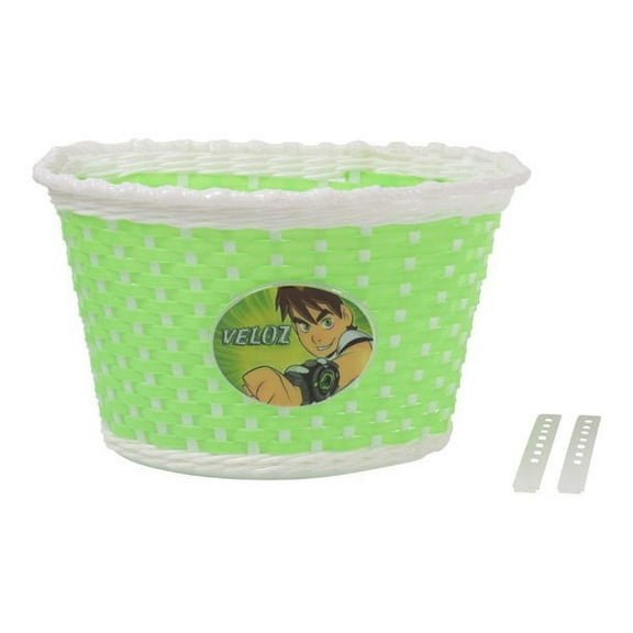 Plastic Weave Basket Green/White