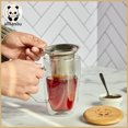 thumbnail image 2 of Tasse en Verre à Double Paroi avec Infuseur à Thé en Acier Inoxydable et Couvercle en Bambou - 450 ml, 2 of 5