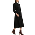 thumbnail image 4 of INSPIRE CHIC Robe Chemise Plissée pour Femmes Manches Longues Col Montant Fluide Décontractée Midi m Noir, 4 of 6