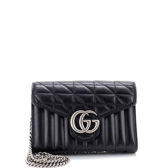 Pre-Owned GG Marmont Chain Wallet Mixed Matelasse Leather Mini By Rebag