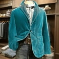 thumbnail image 2 of Men's Solid Color Corduroy Warm Pocket Suit Jacket Cardigan for Casual and Formal Occasions, Men's Casual Suit with Comfort Fit and Stylish Design,Turquoise,L, 2 of 6