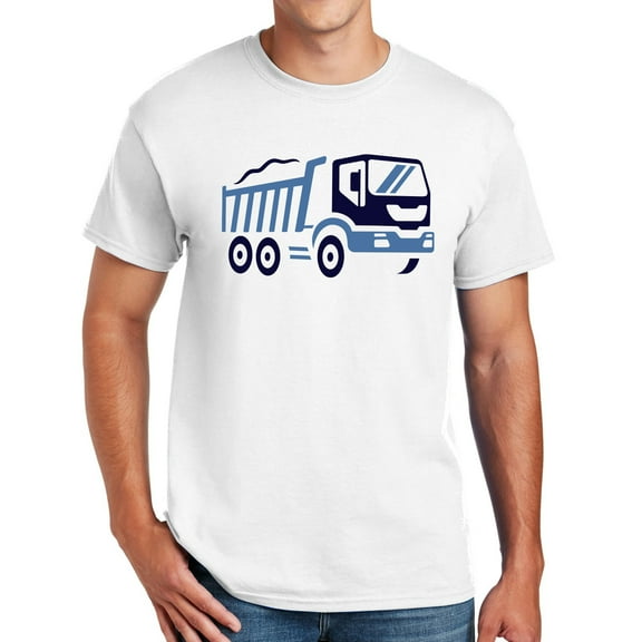 Dump Truck Graphic Design Men's Big Size Cotton Polyester DryBlend T-Shirt - White 2XL