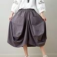 thumbnail image 6 of Tfken Women Skirts For Summer Elastic Waist Solid Color Long Skirts Trendy Daily Wear Female Classic Clothes Gray, 6 of 8