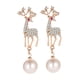 thumbnail image 4 of Pendientes de alce navideño, joyería con dijes, pendientes colgantes, pendientes de temperamento, gota Dorado, 4 of 9