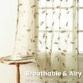 thumbnail image 3 of VOGOL Farmhouse Sheer Curtains, Tan with Brown Leaf Embroidery, Rod Pocket Light Filtering Drapes for Cozy Room, 52x84 Inches, 3 of 7