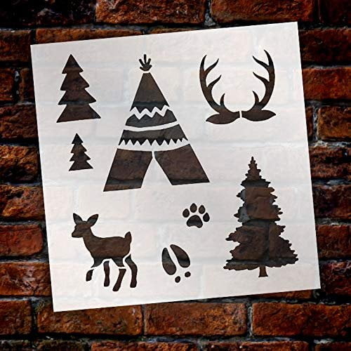Woodland Art Stencil by StudioR12 DIY Nursery Nature Decor Animal Craft Home Decor Reusable Mylar Template Paint Wood Sign - Select Size 18 Woodland Art Stencil by StudioR12 DIY Nursery Nature Decor Animal Craft Home Decor Reusable Mylar Template Paint Wood Sign - Select Size 18
