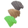 thumbnail image 1 of Bonnet Tricoté pour Femmes Lot de 3 - Mélange Clair/camel/neon Lime, 1 of 1