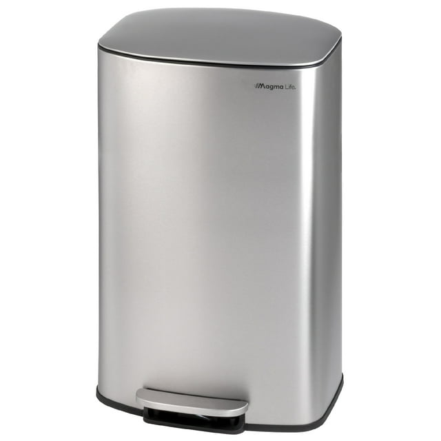 MAGMA LIFE Bote de Basura Smart Step 50L Rectangular de Pedal con Tapa,Cierre y Apertura Suave, Filtro Anti-olor, Acero Inoxidable Antihuellas, Cubo Interior Extraible
