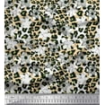 thumbnail image 1 of Soimoi Green Poly Georgette Fabric Floral & Leopard Animal Skin Printed Craft Fabric by the Yard 52 Inch Wide, 1 of 3