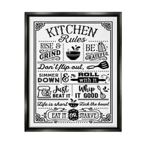 Stupell Industries Witty Kitchen Rules Vintage Border Motif Typography Graphic Art Jet Black Floating Framed Canvas Print Wall Art, Design by Lettered and Lined