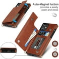 thumbnail image 5 of Crossbody Wallet Case for iPhone 12/iPhone 12 Pro 6.1 inch, Kickstand with Adjustable Removable Lanyard Neck Strap Case Card Holder Case Shockproof Cover Magnetic Clasp Cover Flip Case -Brown, 5 of 7