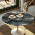 thumbnail image 2 of SEANATIVE 24 Inch Round Cocktail Tablecloth Set of 2 Washable Fitted Cocktail Table Cloth Easy to Clean Table Top Covers with Elastic Edge for Indoor Outdoor 24'' Diameter, Marble Black Golden, 2 of 7