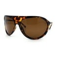 thumbnail image 5 of Super Oversized Wrap Around Curved Goggle Style Round Racer Sunglasses Tortoise - Brown, 5 of 8