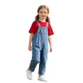 thumbnail image 4 of CAIVO Children Toddler Girls Denim Overalls Casual Loose Fit Jumpsuit With O-Neck Short Sleeve T-Shirts Tops Outfit Sets For Baby Breathable Clothes Sets, 4 of 5