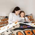 thumbnail image 4 of jejeloiu Happy Halloween Bedding Comforter Set 7 Pieces,Cute Ghost Pumpkin Full Bedding Set,Graffiti Hippie Fitted Sheet Flat Sheet For Children,Lightweight Room Decor Reversible, 4 of 8