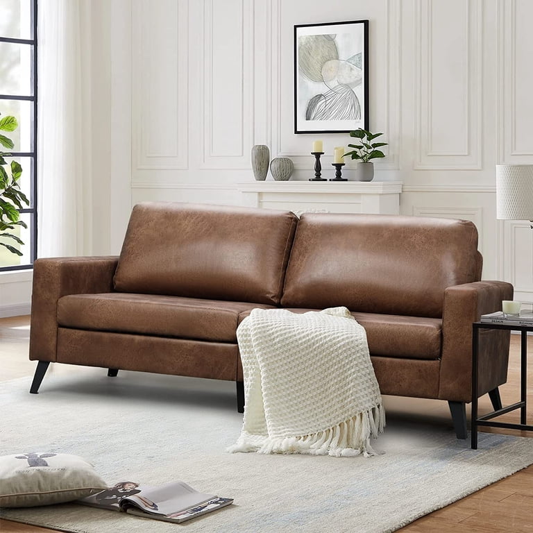 Brown Faux Leather Sofa And Loveseat Sorrento 2 Seater Recliner Sofa,