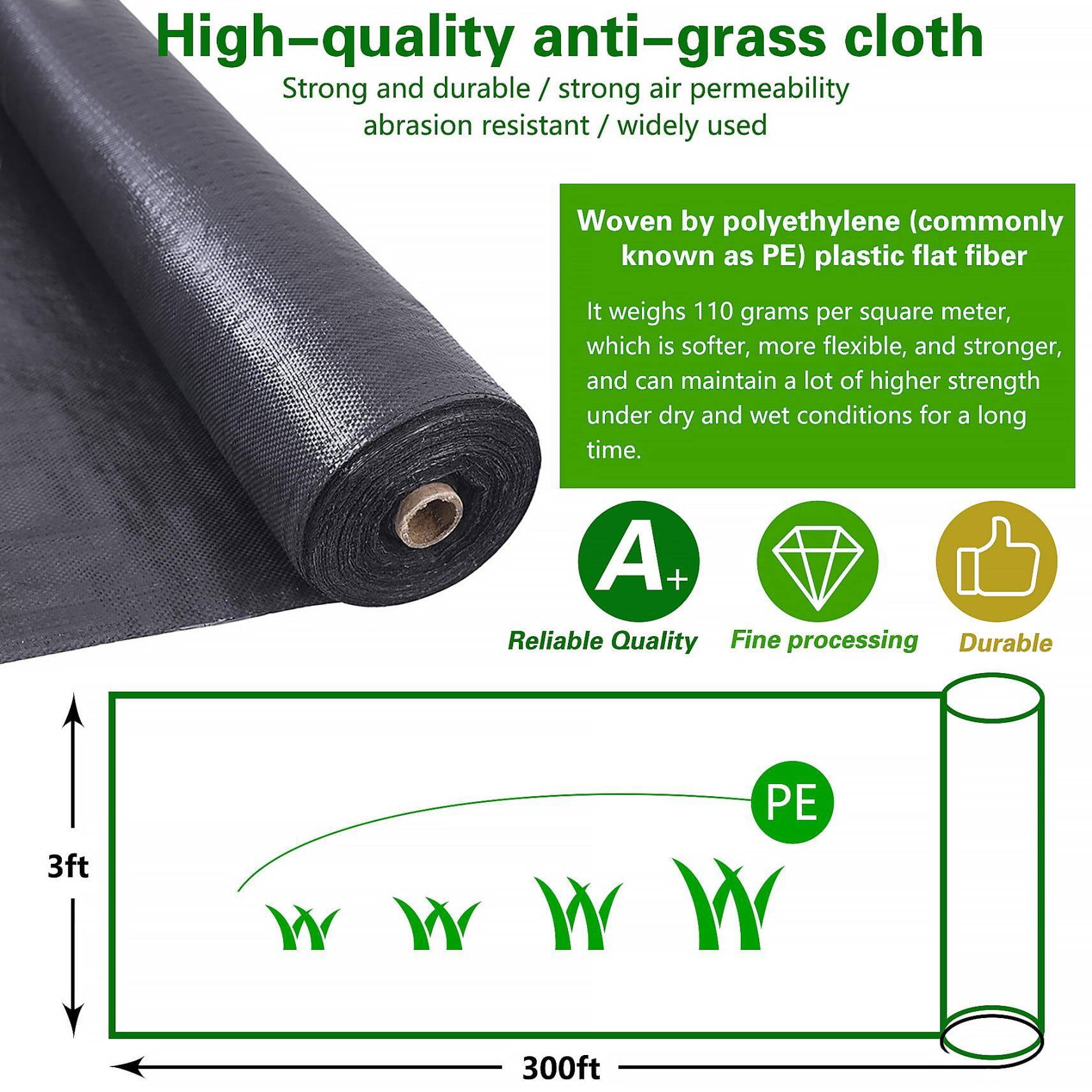 3FT x 300FT Garden Weed Barrier, Heavy-duty Landscape Fabric Ground Cover Durable Polyethylene Cloth Premium Weeds Control Mat for Gardening, Soil Erosion Control, and Other Outdoor Projects