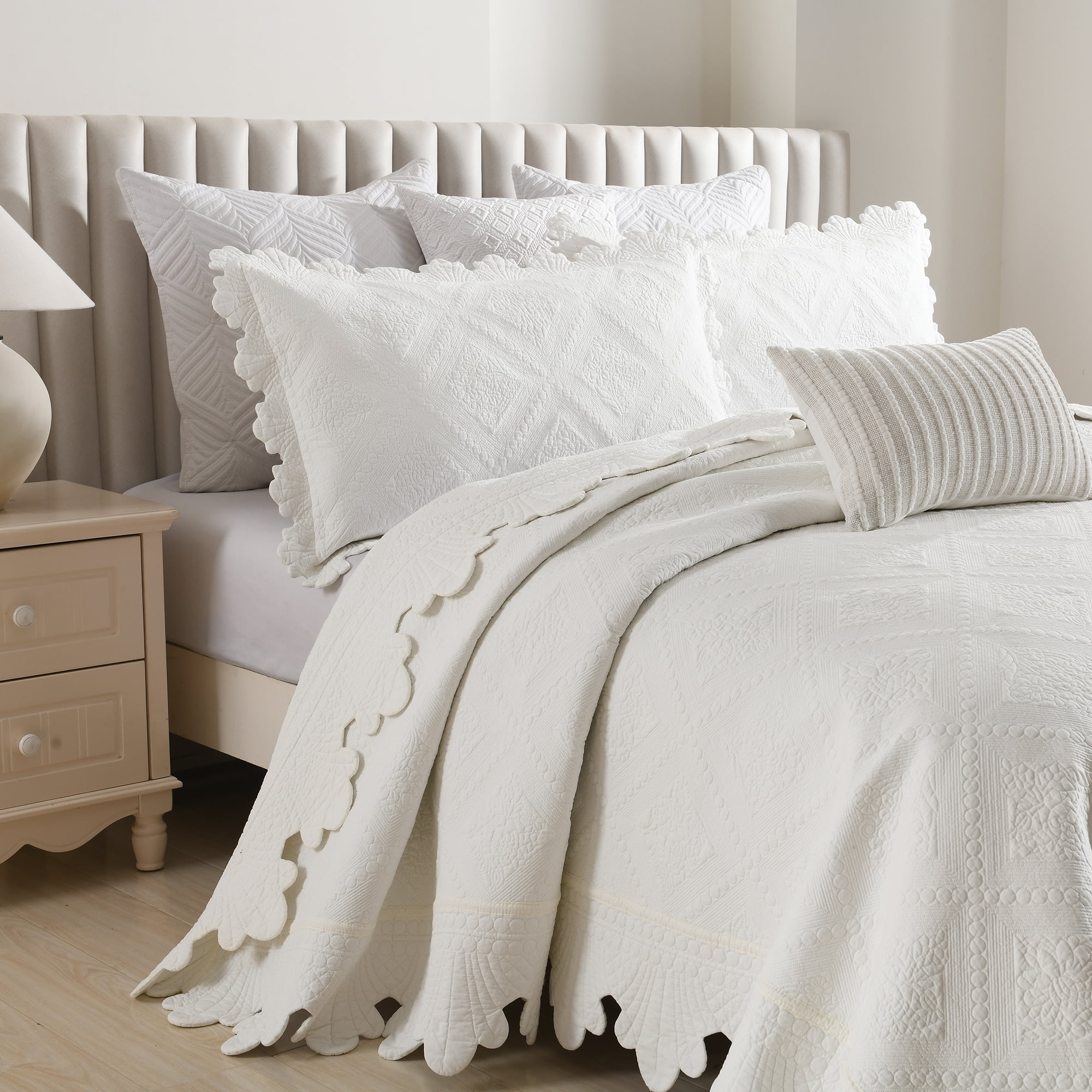 MarCielo 3Pcs 100% Cotton Oversized Quilt Bedspread Coverlet Set TK