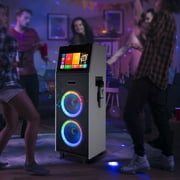 4000W Dual 10 Woofers 14.1'' Touchsreen Karaoke Machine Portable Bluetooth Speaker 2 Wireless Mic