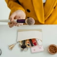 thumbnail image 6 of Muka 2 Pack Cosmetic Bag with Tasseled Zipper Pull, Linen Makeup Bag with Gold PU Leather, 6 of 7
