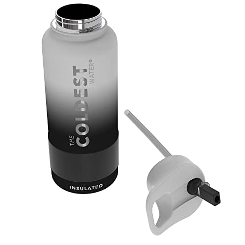 COLDEST Sports Water Bottle - 32 oz (Straw Lid), Leak Proof, Vacuum Insulated Stainless Steel, Hot Cold, Double Walled, Thermo Mug, Metal Canteen (32 oz, Hyperspace White) The Coldest Water Ver descripción