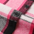 thumbnail image 6 of VXARARL Flannel Shirt for Women Lapel Button Down Long Sleeve Plaid Jacket Casual Long Fall Trench Coats with Pockets Hot Pink XL, 6 of 7