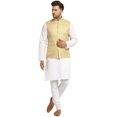 thumbnail image 2 of Men Designers Gold 3 Indian Traditional Bollywood Style Nehru Jacket Brocade Woven Embellishe, Size: 44, 2 of 6