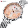 thumbnail image 3 of Reloj de mujer CURREN 9065 Reloj de mujer de cuarzo de negocios informal elegante y exquisito Reloj de pulsera en relieve de flor de Sakura Reloj de pulsera impermeable 3ATM para damas con correa de m CURREN Reloj de mujer, 3 of 7