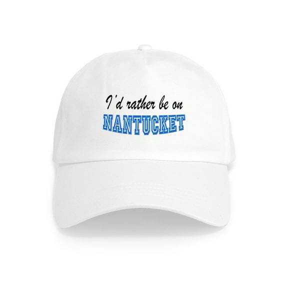 CafePress - I'd Rather Be On Nantucket 2 Cap - Adjustable 100% Brushed Unisex Casual Cotton Baseball Cap, Beige, 1