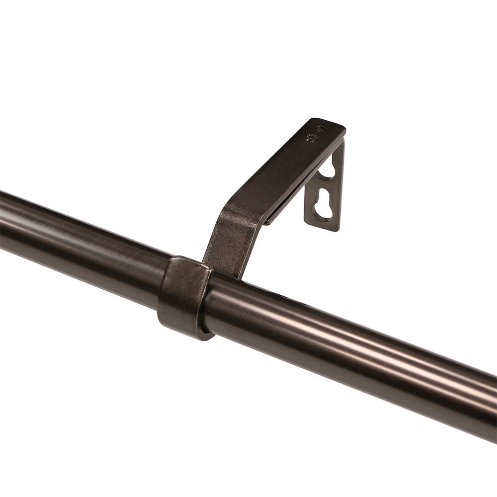 3/4" Drapery Single Curtain Rod Set with Square Finials_Oil Rubbed Bronze Brown - 36"-66"