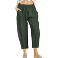 thumbnail image 1 of Innerwin Capri Pantalon Cordon Femmes Pantalon d'Été Jambe Droite Bas Baggy Armée Vert 3XL, 1 of 2