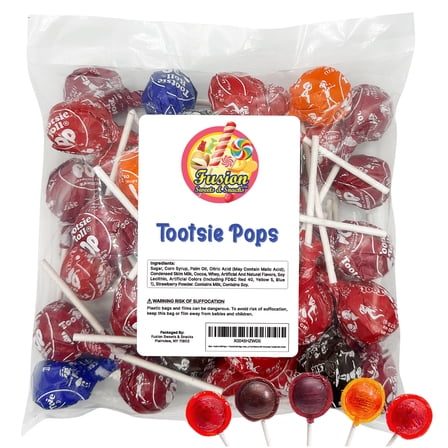 Tootsie Roll Pops - Candy Fruit Flavors with Chocolate Tootsie Roll Center - 1 Pound Bulk Bag - Assorted Individually Wrapped Tootsie Pops Lollipops Holiday Candy (Approx 22 Count)